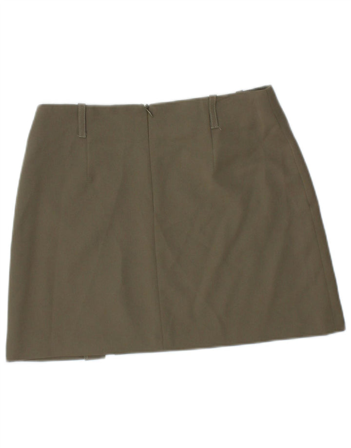 VINTAGE Damen Minirock mit niedriger Taille IT 40 Small W28 Khaki Polyester