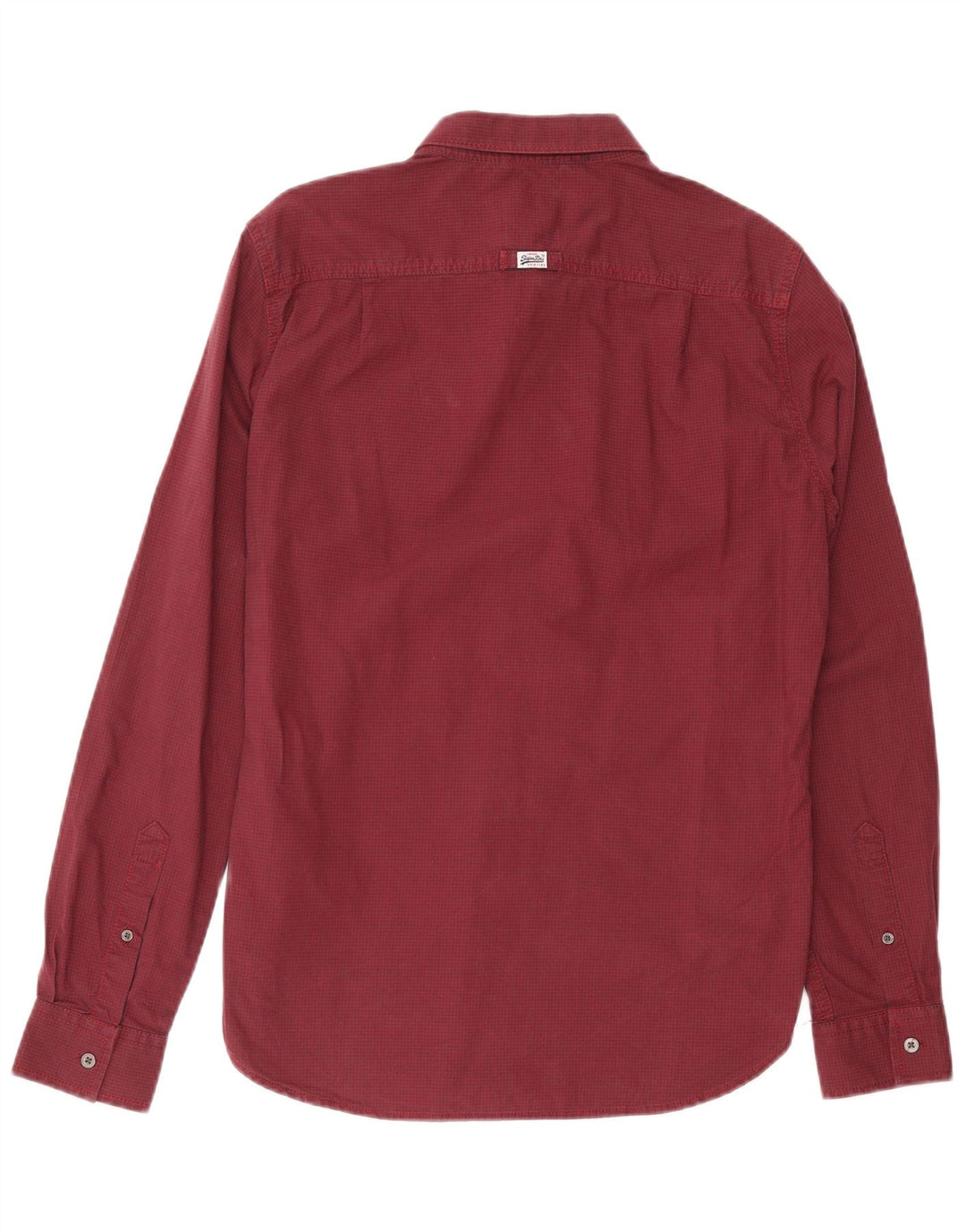 Superdry Herren-Hemd, mittelgroß, Burgunderrot, Gingham-Baumwolle