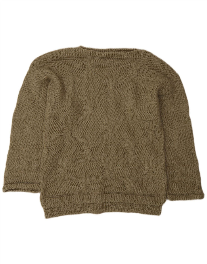 Vintage Herren-Pullover mit U-Boot-Ausschnitt, Medium Khaki