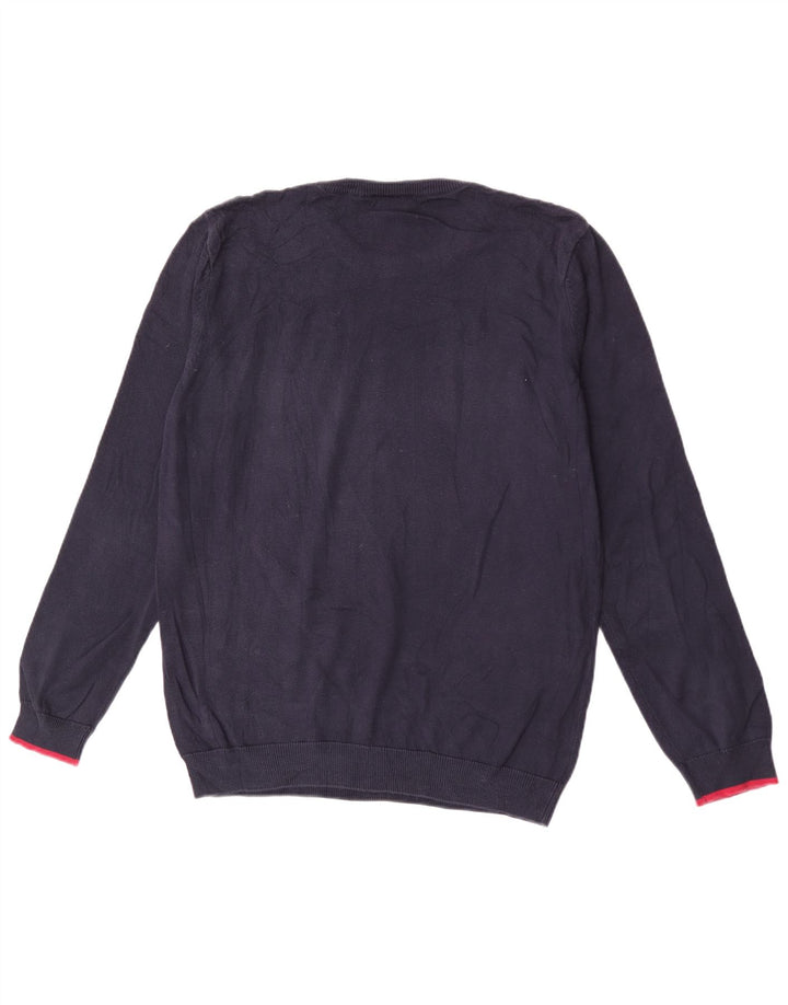 Lacoste Herren-Pullover mit Rundhalsausschnitt, Größe 5, groß, marineblaue Baumwolle