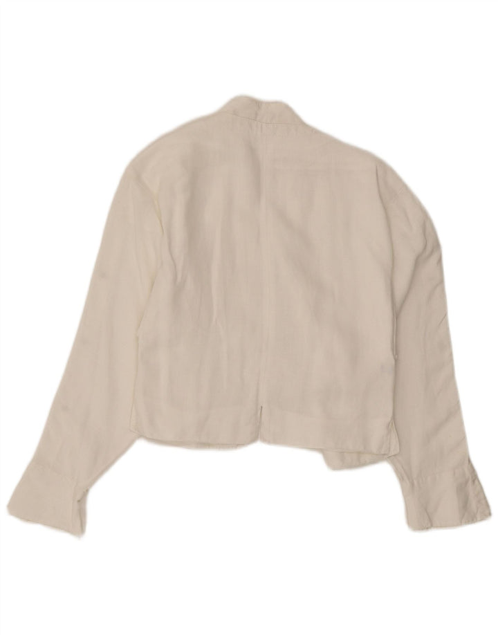 Claude Montana Damen Crop Blazer Jacke UK 12 Mittelweißes Leinen