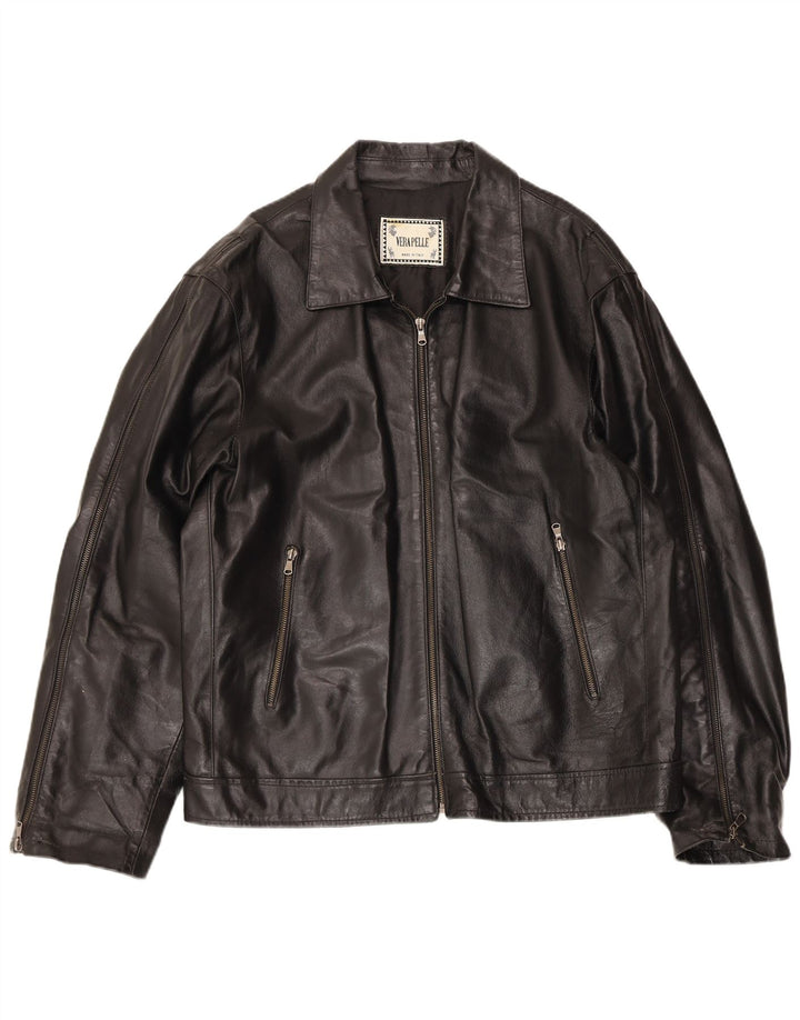 Vintage Herren Bomber Lederjacke UK 42 2XL Schwarzes Leder