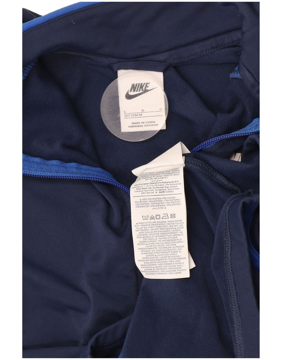 Nike Jungen-Trainingsanzug-Top-Jacke, 12–13 Jahre, groß, Marineblau, Farbblock