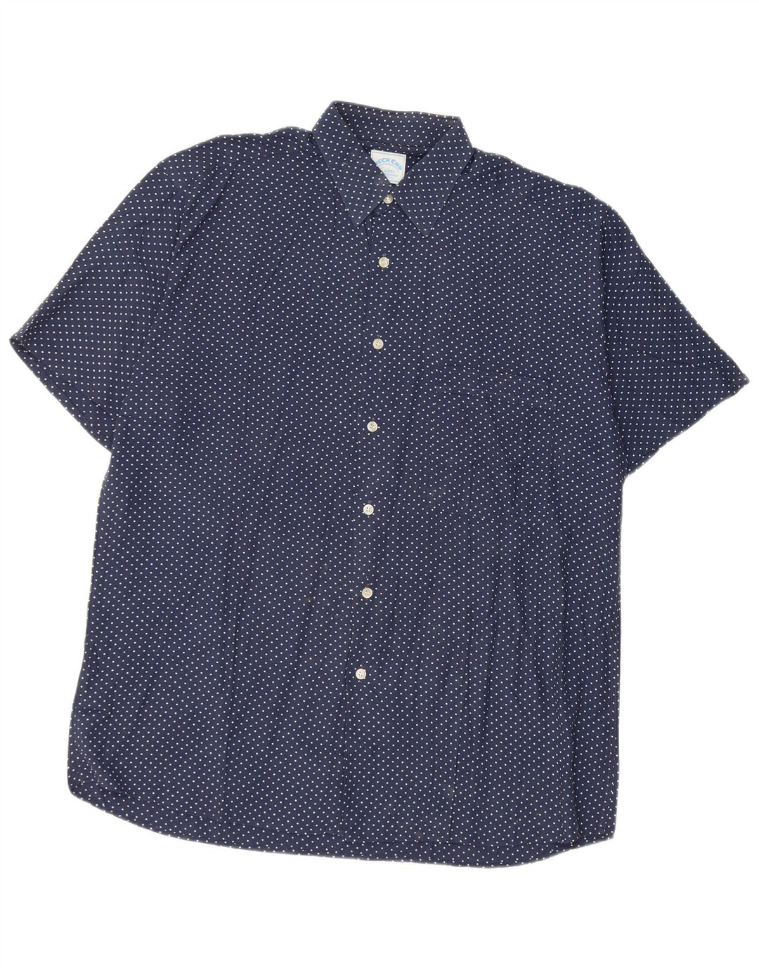 Cassera Mens Weekend Kurzarmhemd Größe 39 Mittel Marineblau gepunktet