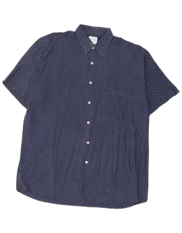 Cassera Mens Weekend Kurzarmhemd Größe 39 Mittel Marineblau gepunktet