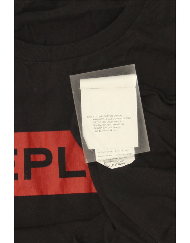 Replay Herren-T-Shirt mit Grafik, mittelschwarze Baumwolle
