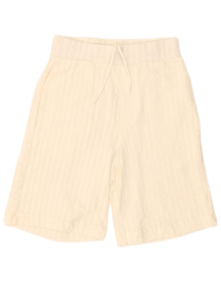 Zara Herren-Sportshorts, klein, cremefarben, gestreift, aus Baumwolle