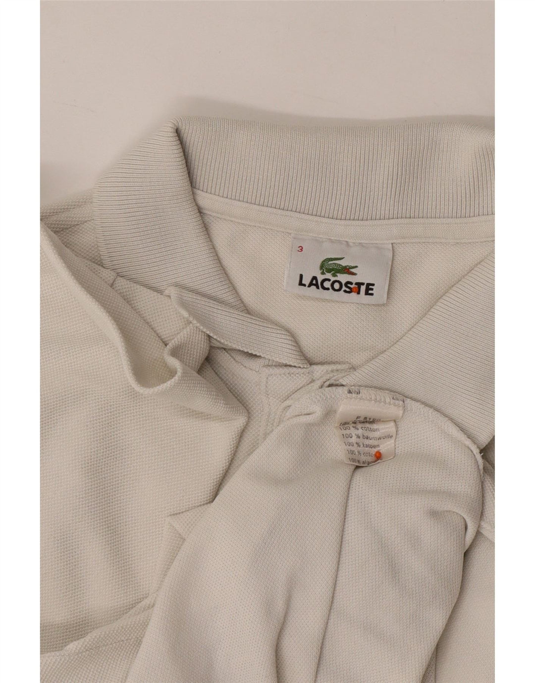 LACOSTE Herren-Poloshirt, Größe 3, klein, weiße Baumwolle