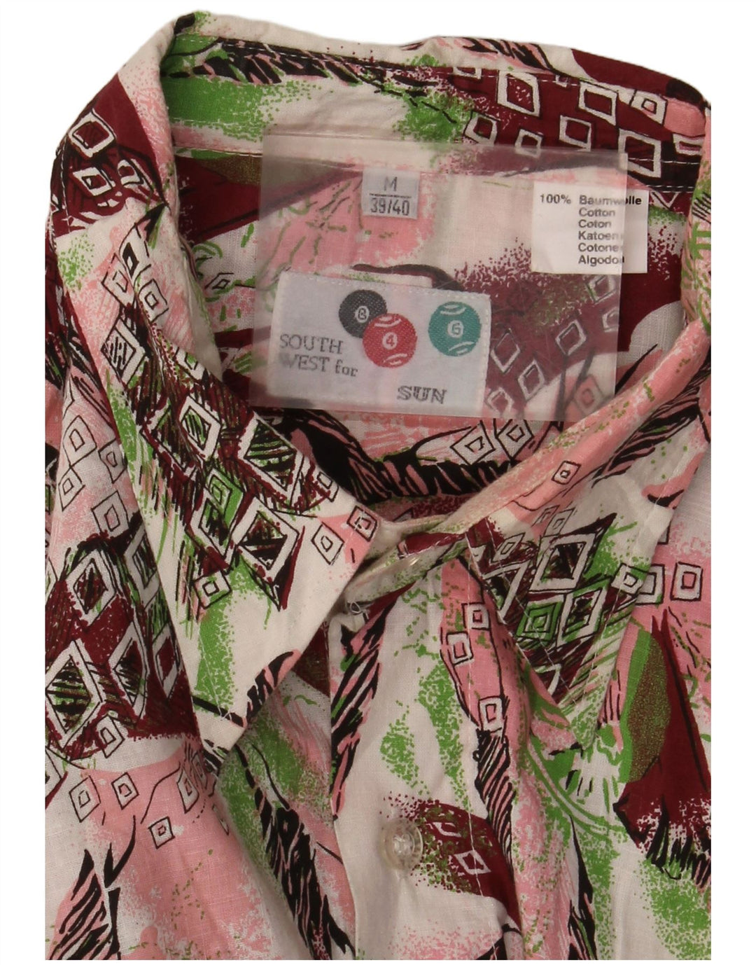 Vintage Herren Hemd mit abstraktem Muster, Größe 39/40, mittelmehrfarbig