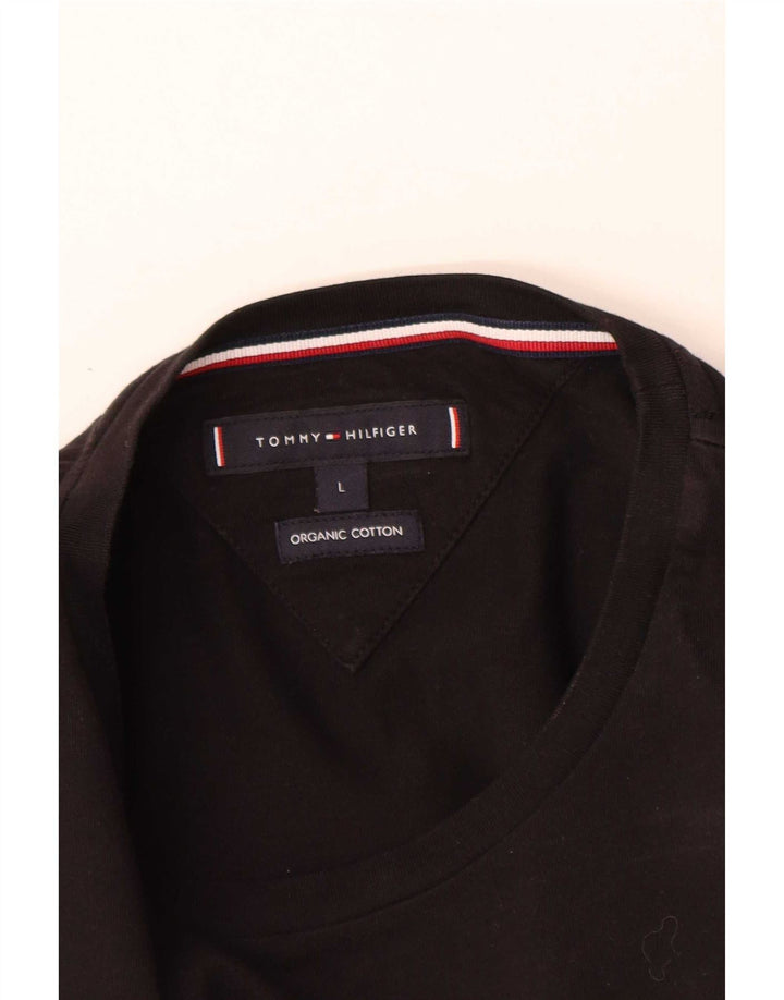Tommy Hilfiger Herren-Grafik-Oberteil, langärmelig, groß, schwarze Baumwolle