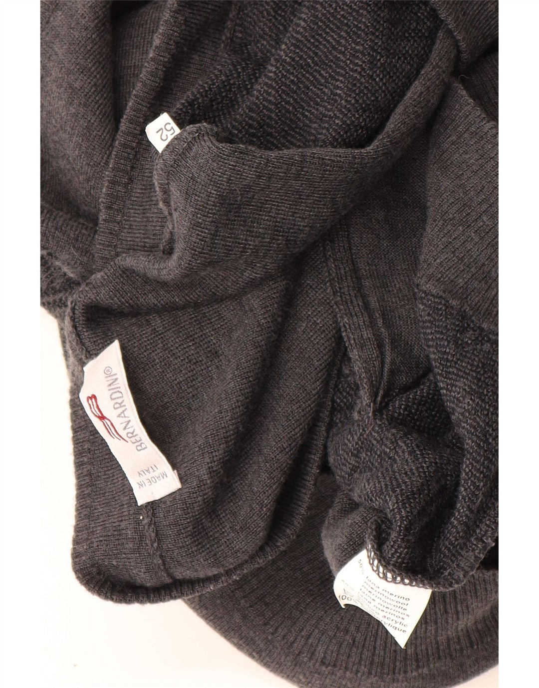 Bernardi Herren ärmelloser Cardigan Pullover IT 52 Große graue geometrische Wolle