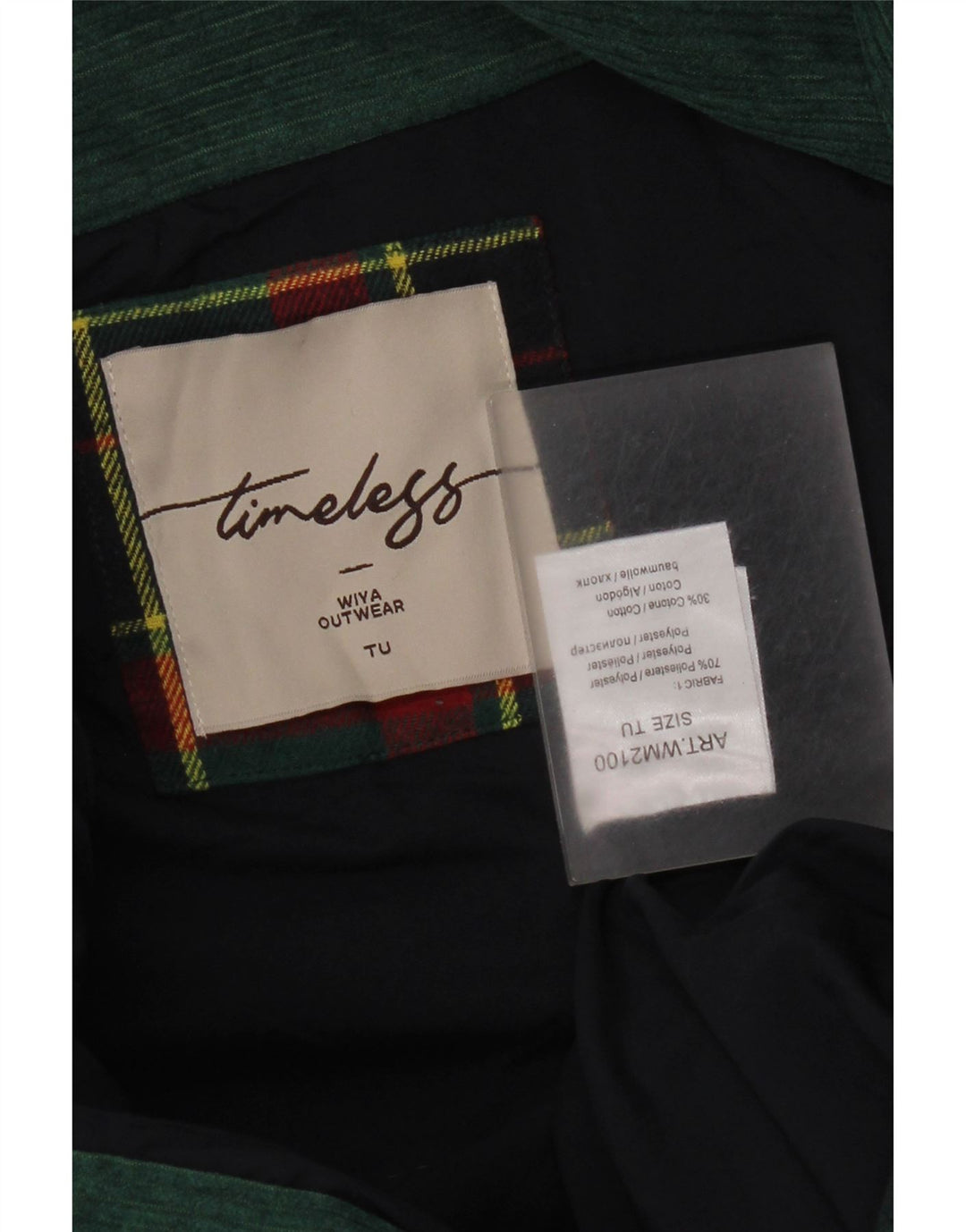 Tu Clothing Damen Steppjacke, Einheitsgröße, grün kariertes Polyester