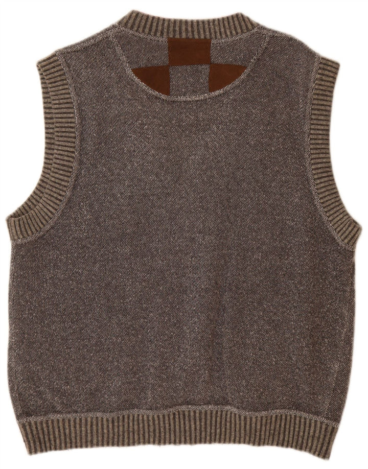 ST. GERMAIN Ärmelloser Herren-Cardigan-Pullover Mittelgrau