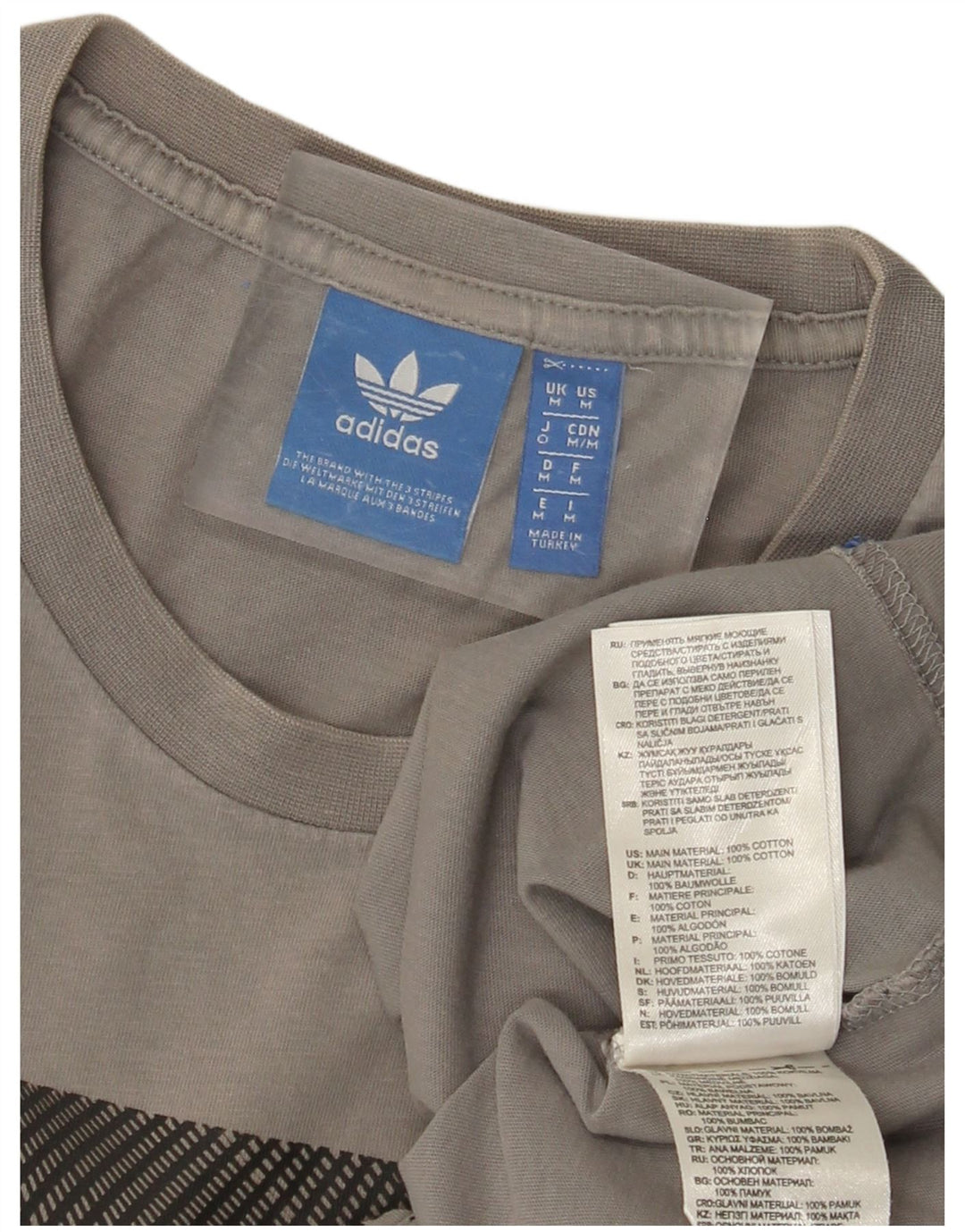 ADIDAS Herren Grafik-T-Shirt-Oberteil aus mittelgrauer Baumwolle