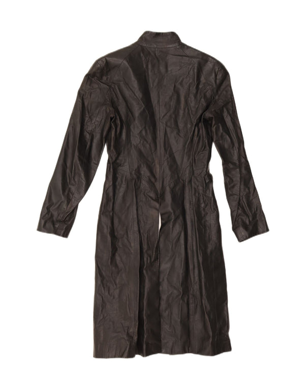 Plein Sud Damen Ledermantel EU 38 Mittelschwarzes Leder