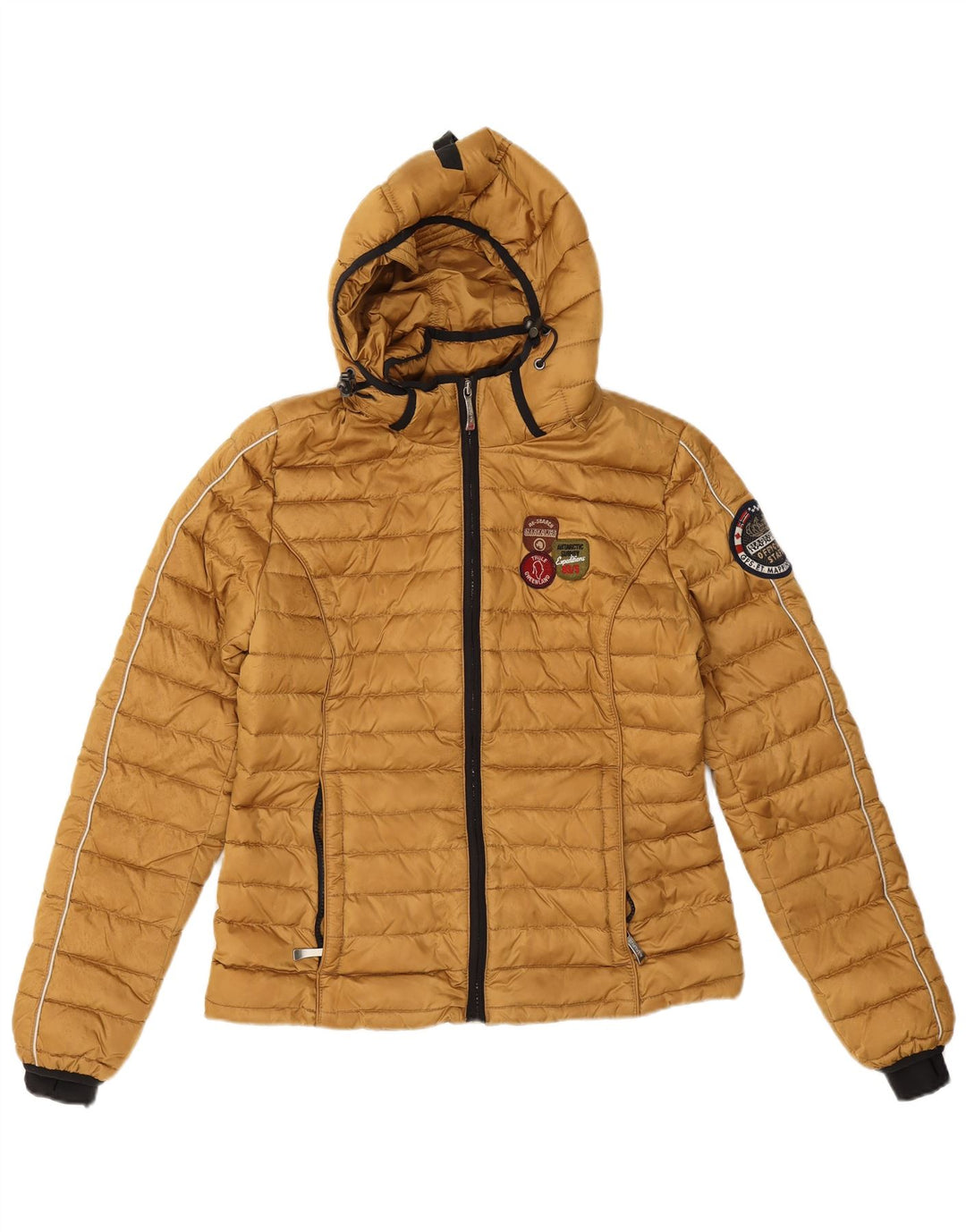 Napapijri Wattierte Damenjacke mit Kapuze, UK 10, Größe S, Gold, Polyester