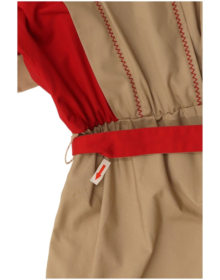 VINTAGE Damen Maxikleid UK 16 Large Beige Colourblock