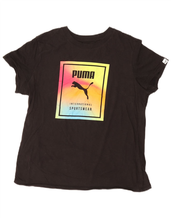 PUMA Damen Graphic T-Shirt Top UK 14 Large Schwarz
