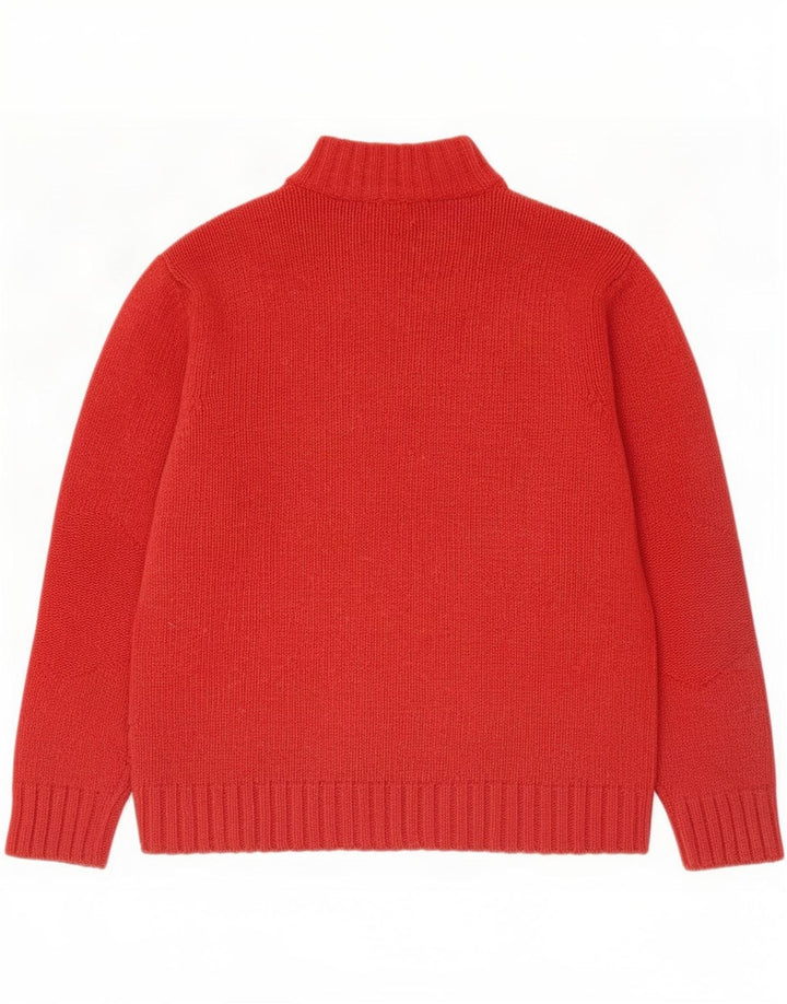 Fred Perry Herren-Pullover mit Reißverschluss am Hals, große rote Wolle