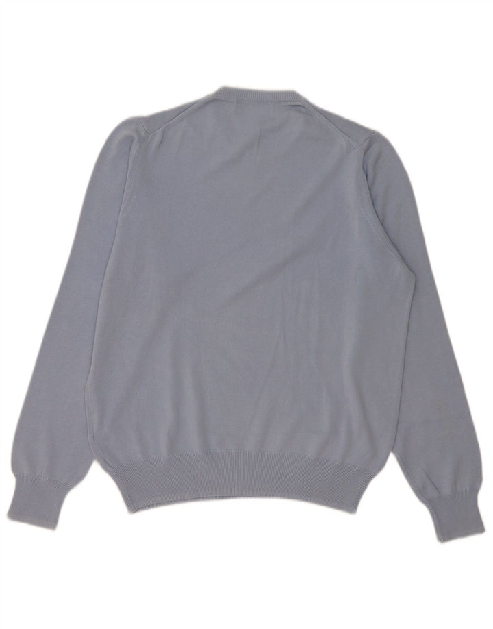Zara Herren-Pullover mit Rundhalsausschnitt, mittelblaue Baumwolle