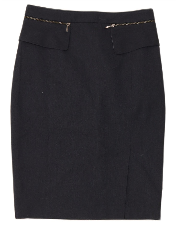 Oasis Damen Bleistiftrock UK 10 Small W28 Marineblau Polyester