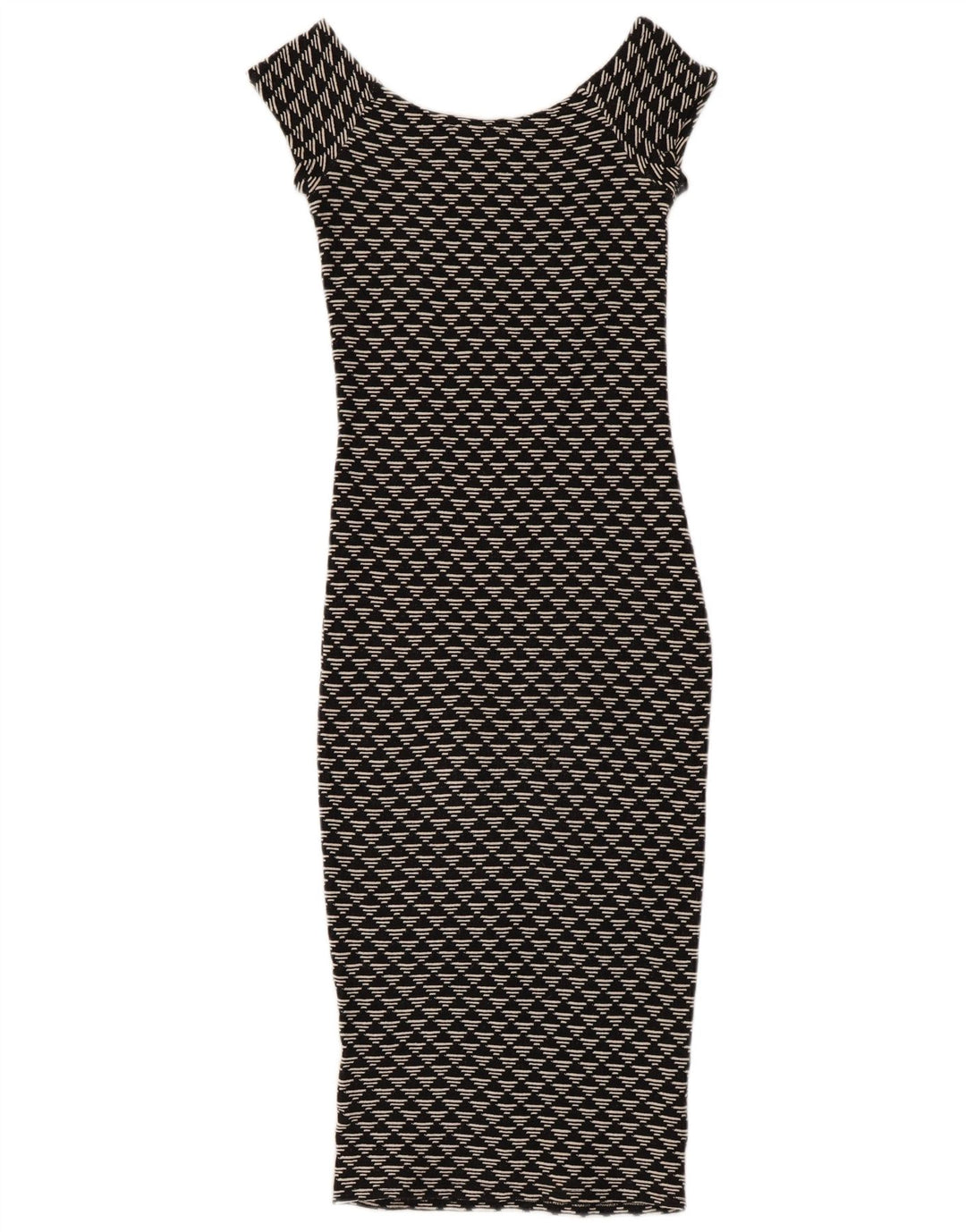 Zara Damen, figurbetontes Kleid, Größe S, Schwarz, geometrisch