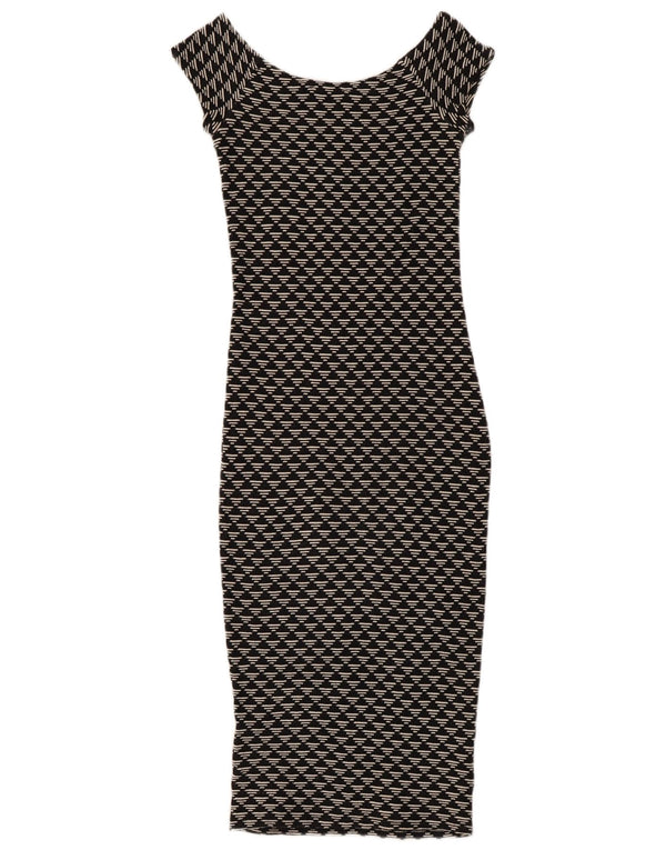 Zara Damen, figurbetontes Kleid, Größe S, Schwarz, geometrisch
