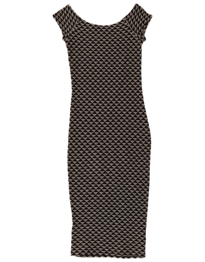 Zara Damen, figurbetontes Kleid, Größe S, Schwarz, geometrisch