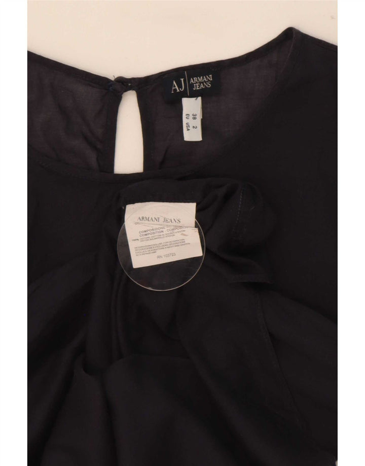 Armani Damen Bluse Top EU 38 Medium Marineblau Baumwolle