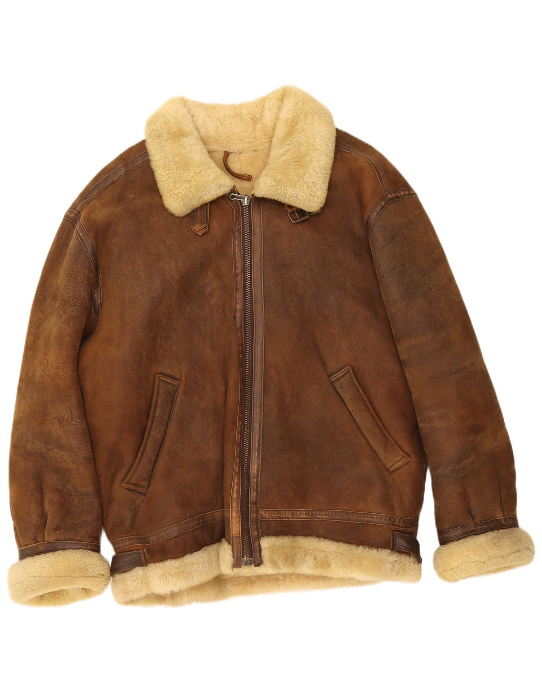 Vintage Herren Shearling Jacke UK 42 XL Braun Shearling