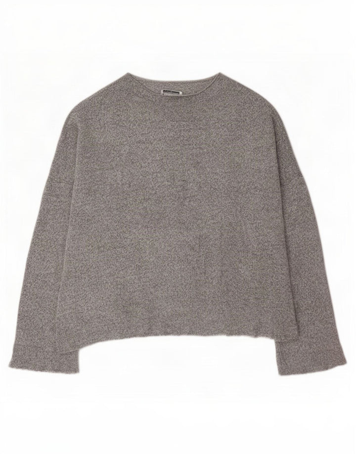 Zara Damen-Oversize-Oberteil mit langen Ärmeln, UK 14, Mittelgrau meliert