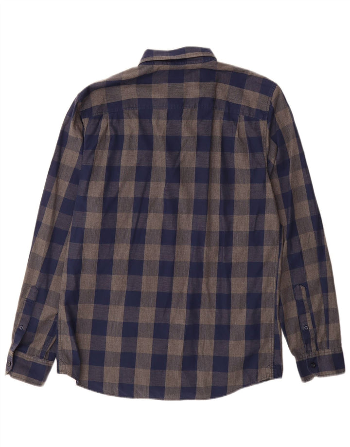 Jack Wills Herren-Flanellhemd mit klassischer Passform, mittelblaue Gingham-Baumwolle