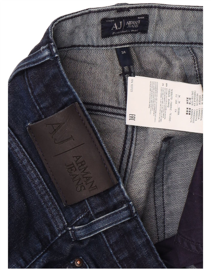 ARMANI Herren Straight Jeans W34 L29 Marineblaue Baumwolle