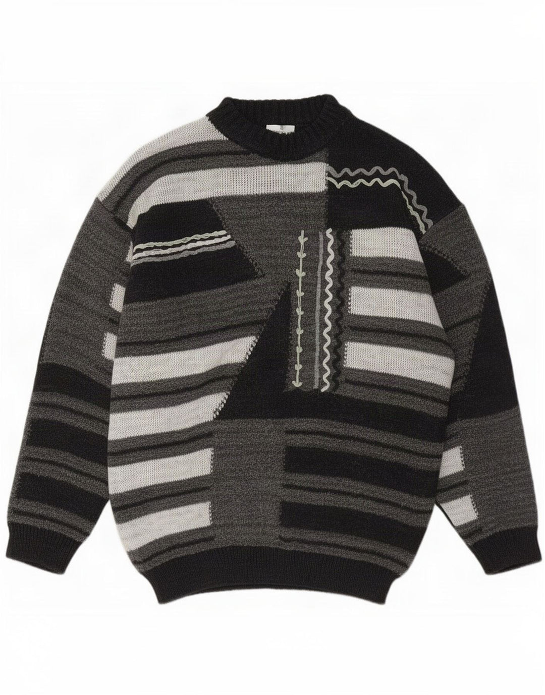 Antonio Baldan Herren-Pullover mit Rollkragen, groß, graue geometrische Wolle