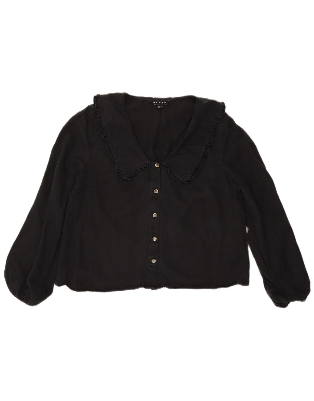 Whistle Womens Crop Shirt Bluse UK 12 Medium Schwarz Lycra