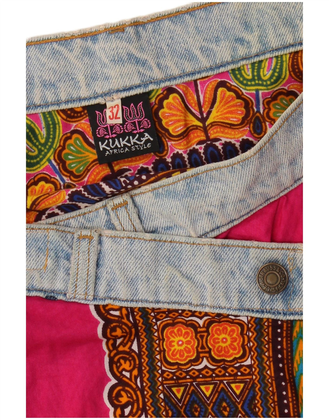 Levi's Asymmetrischer Wickelrock für Damen, W32, groß, rosa, geometrische Baumwolle