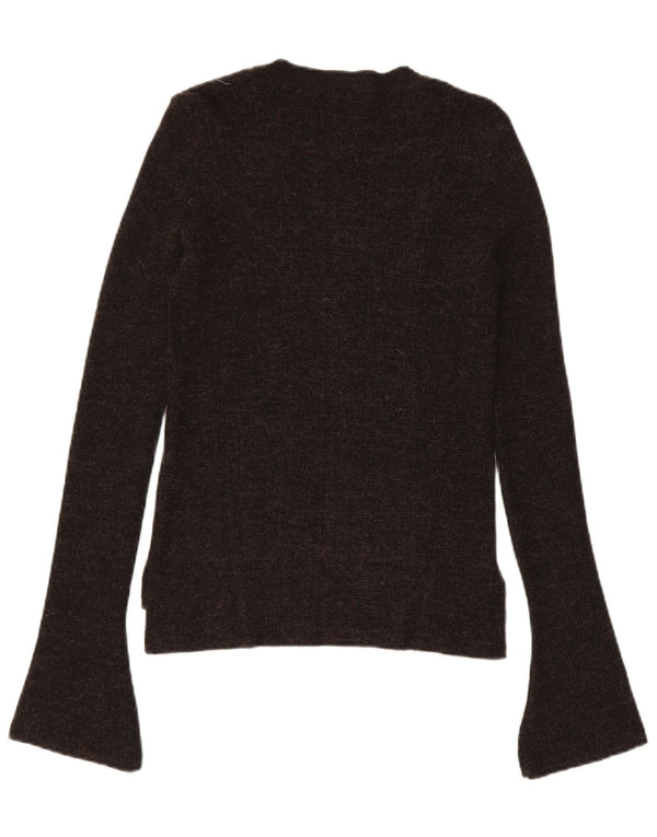 Zara Damen-Pullover mit U-Boot-Ausschnitt, Gr. 44, groß, braun geflecktes Acryl