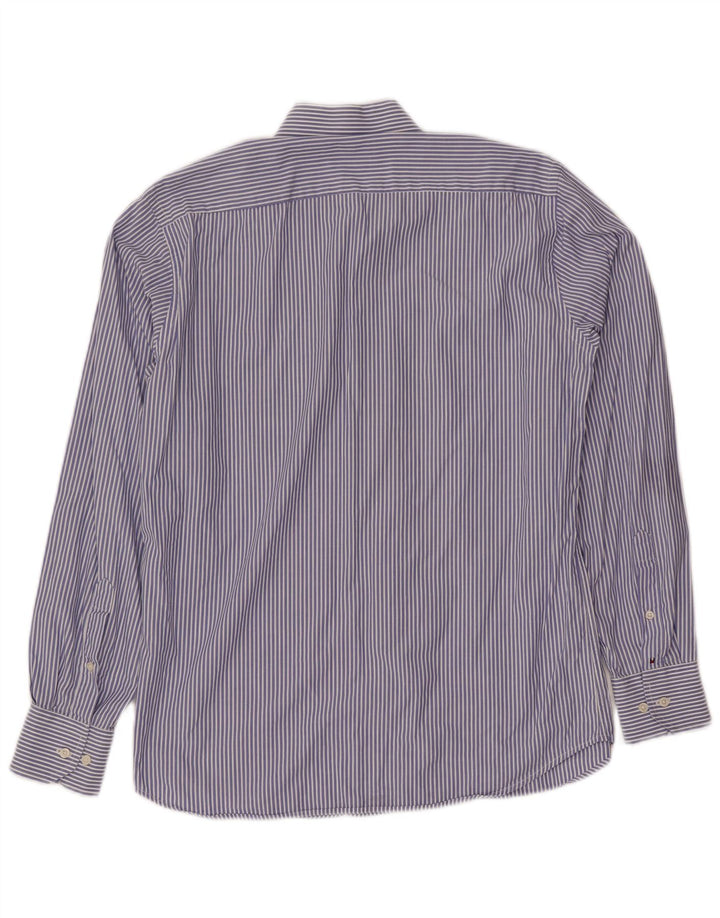 TOMMY HILFIGER Herrenhemd Größe 14 1/2 37 Kleine blaue Nadelstreifen-Baumwolle