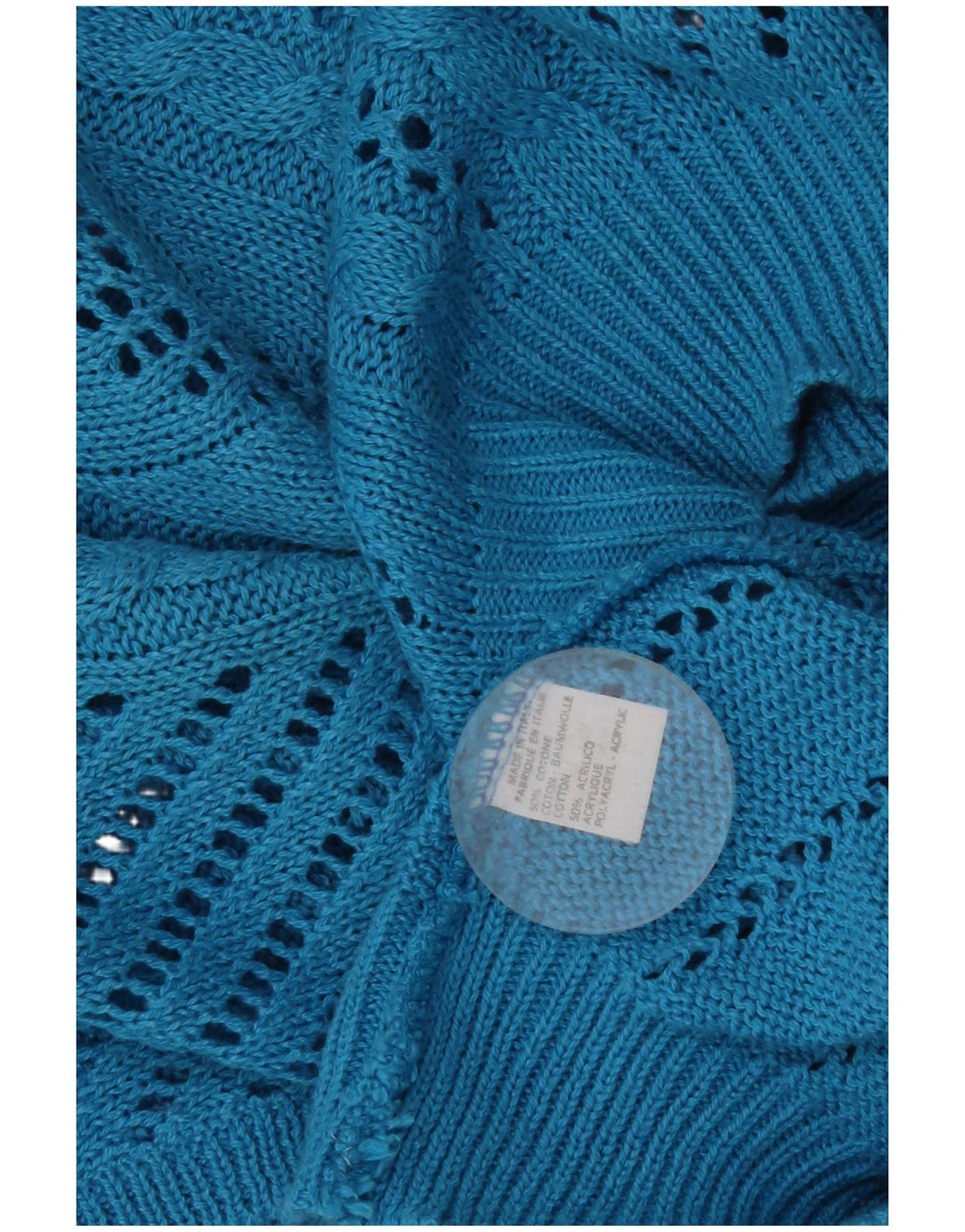Vintage Damen Weste Tank Top UK 14 Mittelblaue Baumwolle