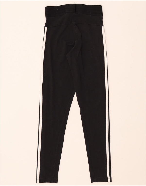 ADIDAS Damen Leggings UK 4/6 XS Schwarze Baumwolle