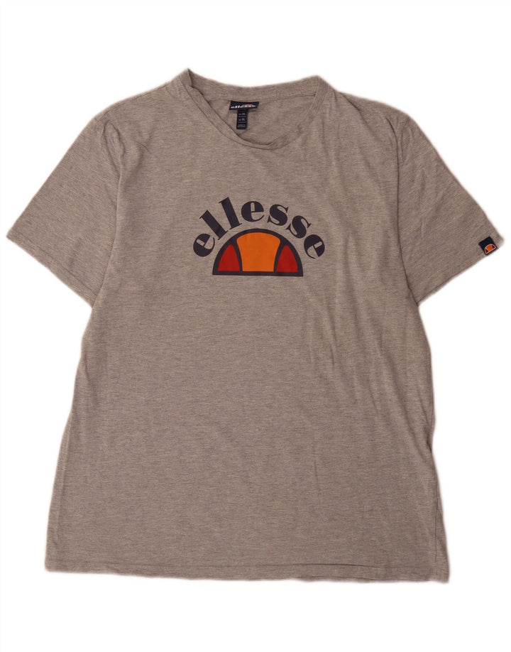 Ellesse Herren-Grafik-T-Shirt-Oberteil XL aus grau melierter Baumwolle