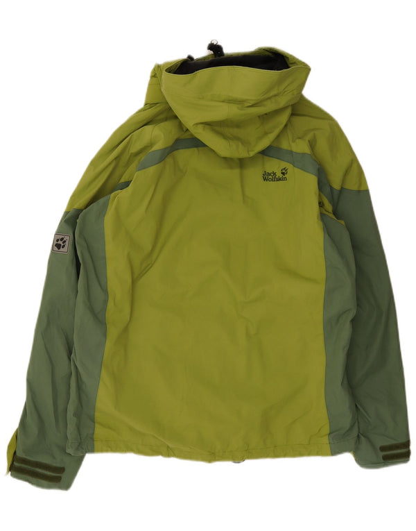 Jack Wolfskin Damen-Regenjacke mit Kapuze, UK 14/16, Größe L, Grün, Farbblock