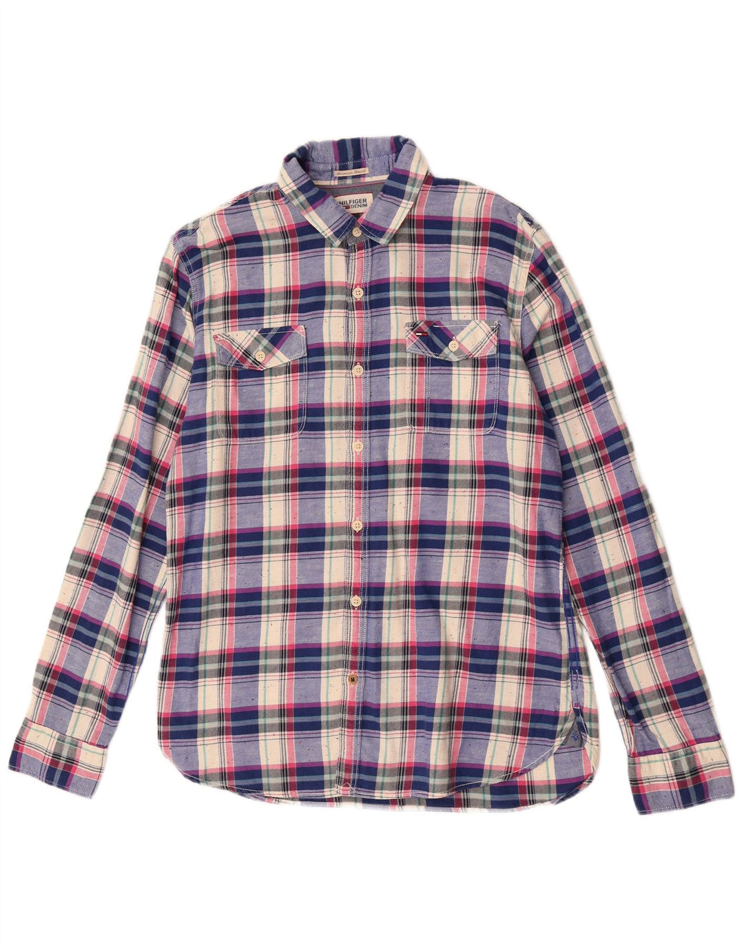 Tommy Hilfiger Herrenhemd, groß, blau kariert, Baumwolle