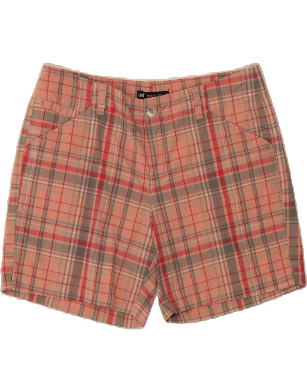 LEE Womens Mid Rise Casual Shorts W32 Large  Pink Check Vintage Lee and Second-Hand Lee from Messina Hembry 