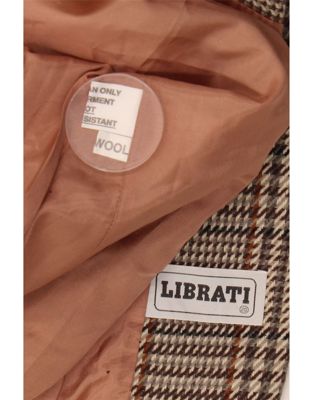 Vintage Damen 1 Knopf Blazer Jacke UK 20 2XL Braun karierte Wolle