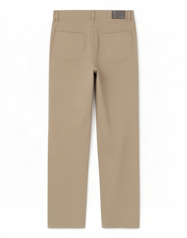 Hugo Boss Mens Arkansas Straight Casual Trousers W34 L32 Beige Cotton
