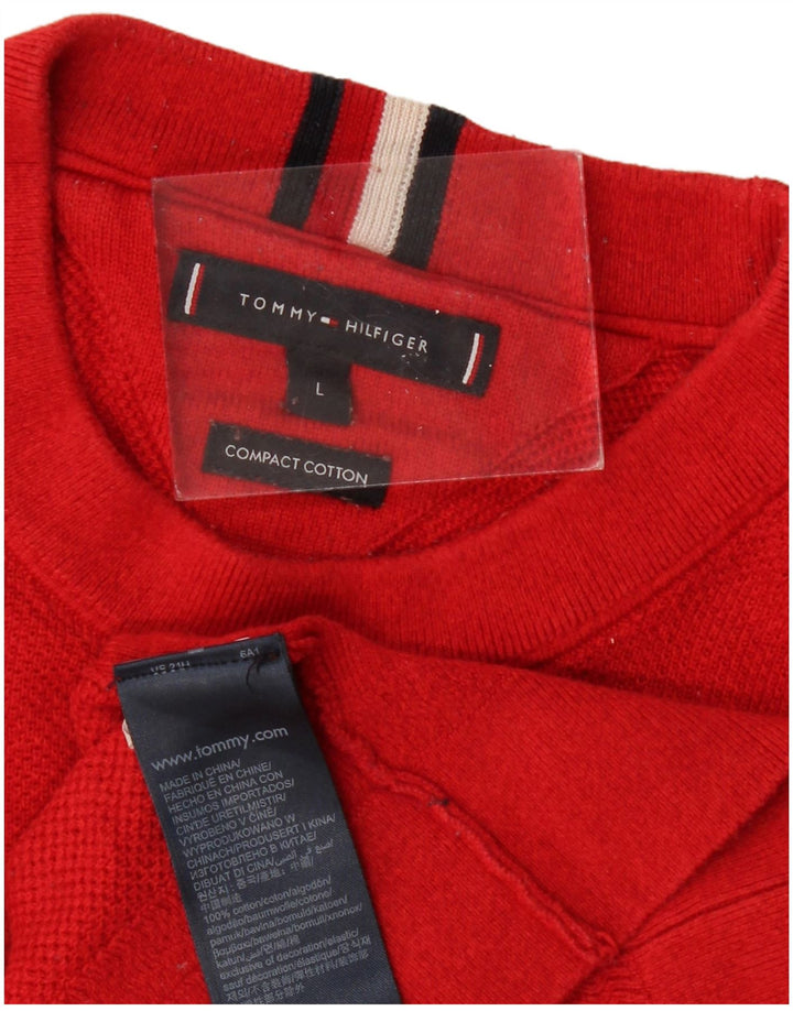 TOMMY HILFIGER Herren-Pullover mit Rundhalsausschnitt, große rote Baumwolle