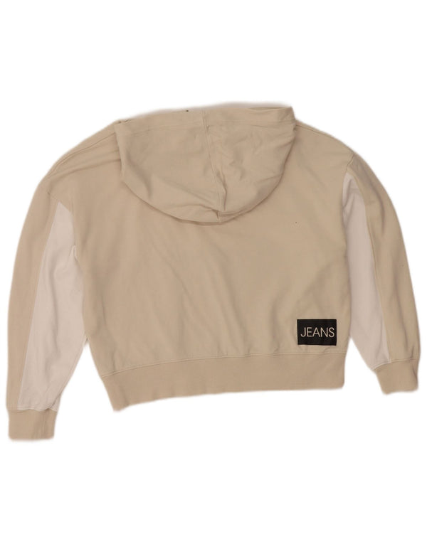 Calvin Klein Jeans Mädchen Crop Hoodie Pullover 11–12 Jahre Beige Farbblock
