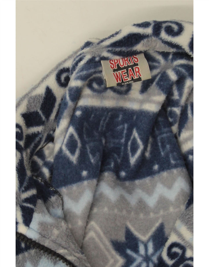 Vintage Herren Fleecejacke UK 44 2XL Marineblau Fair Isle Polyester
