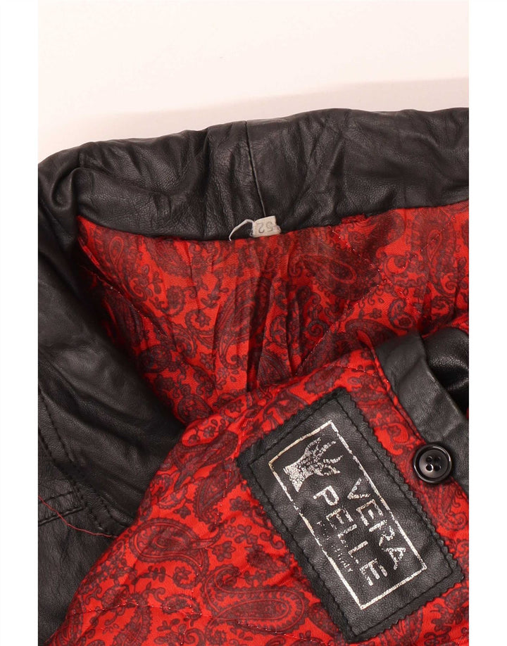Vintage Herren Lederjacke IT 52 XL Schwarz